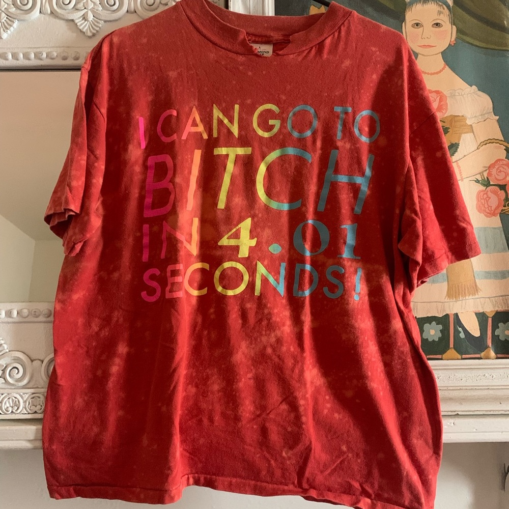 Vintage Tie-Dye Bleached Slogan T-shirt Neon